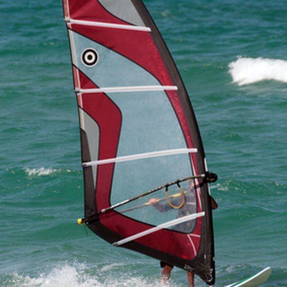 Windsurfing is just one of many water activities in San Diego.