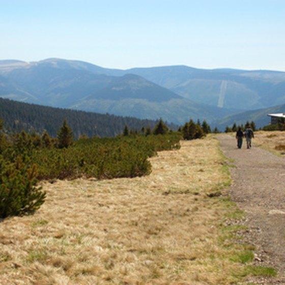 Hikers on the Appalachian Trail, which winds through New England.