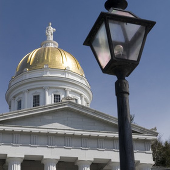 Vermont's gold-domed state house located in Montpelier