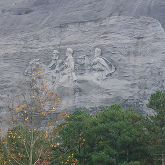 Passengers aboard the Stone Mountain Scenic Railroad can see unparralled views, including one of this large bas-relief sculpture carved into the side of the mountain.