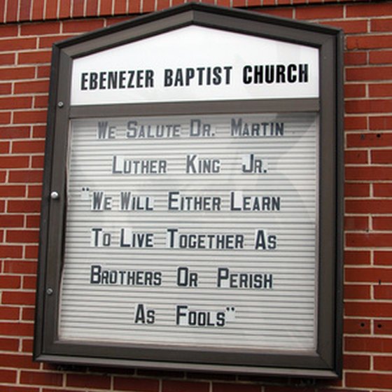 Sign outside Atlanta's Ebenezer Baptist Church, where MLK was a pastor.