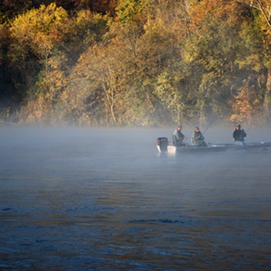 A canoe floats down the river near Eureka Springs.