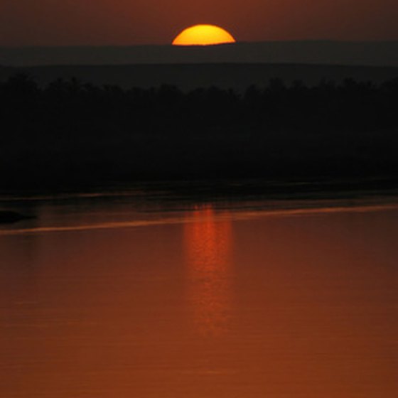 The sun setting on the River Nile.
