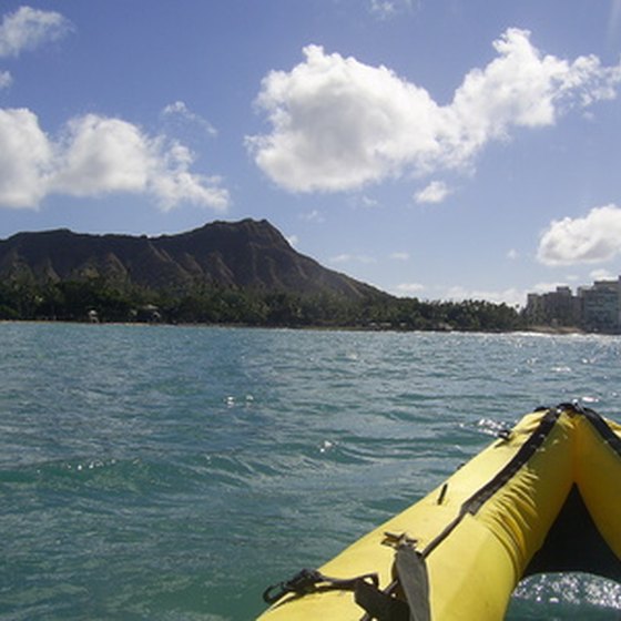 The view of Diamond Head from a kayak.