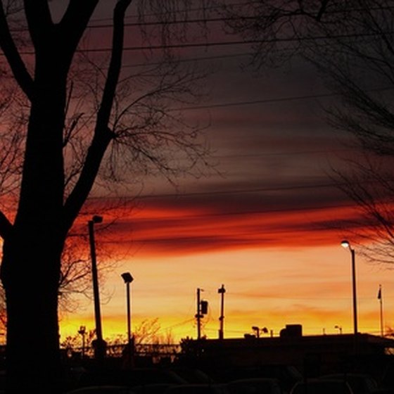 The sun sets over Albuquerque.