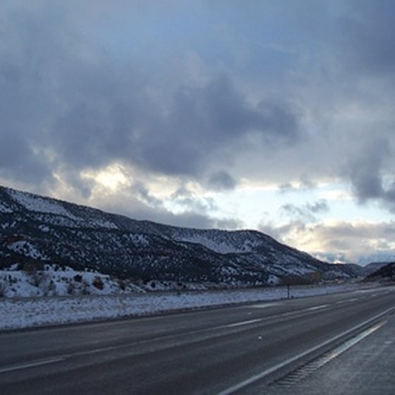 Snowy roadside in Utah