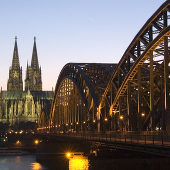 The Hohenzollern Bridge with the Cologne Cathedral in the distance