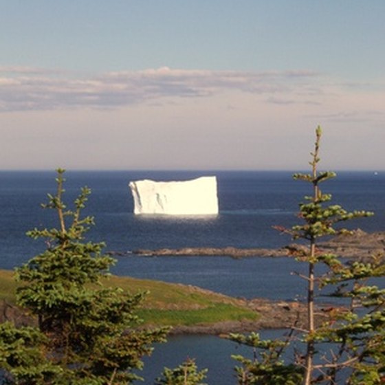An iceberg floats along the coast of Newfoundland, Eastern Canada.