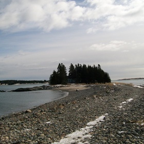 Maine's rocky coastline provides ample room for curious toddlers to explore.