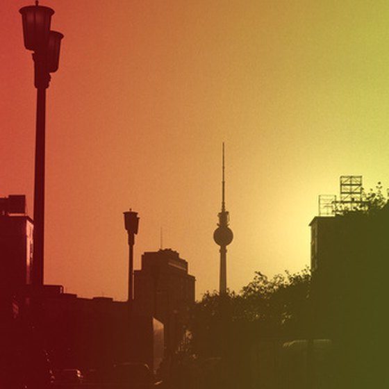 The Fernsehturm stands high along the Berlin skyline.