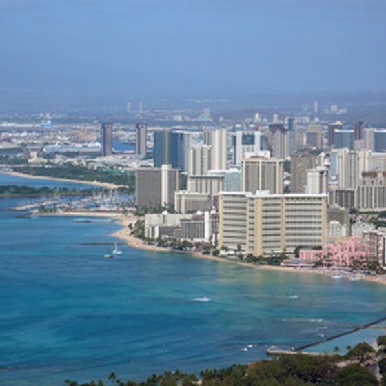 Honolulu's Waikiki Beach has numerous hotels along its beach.