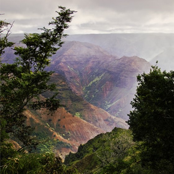 The island of Kauai is mountainous and densely vegetated.