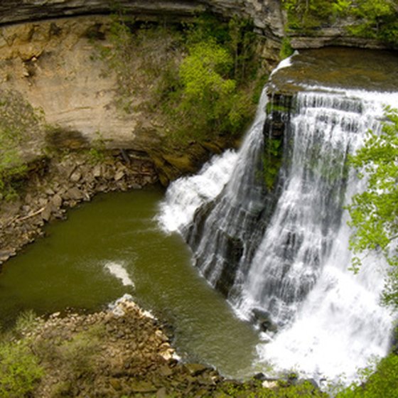 Bridal-veil patterns adorn 60-foot-high Brandywine Falls, with the Inn at Brandwine Falls located nearby.