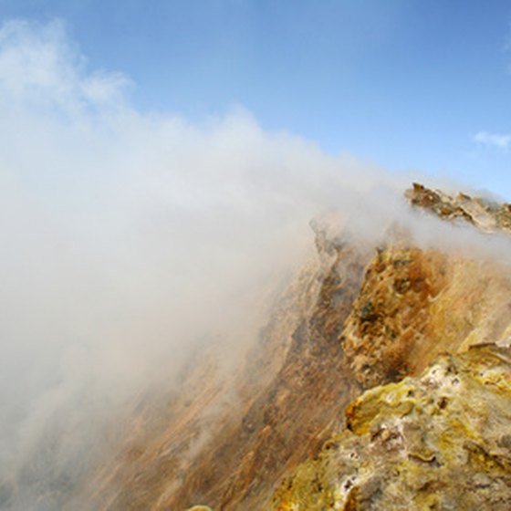 Volcanic fumaroles are a regular sight on a Balinese hike.