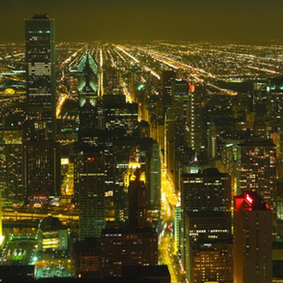 Chicago's skyline lights up the night.