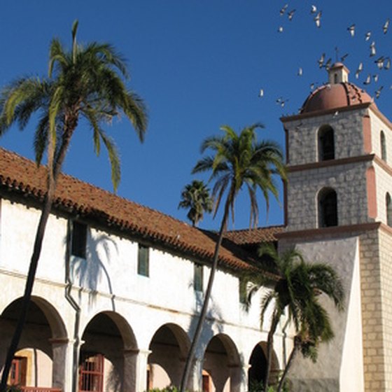 The Santa Barbara Mission is an interesting historic attraction between Los Angeles and San Francisco.