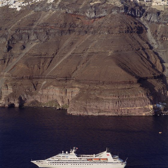 Cruise ship near Santorini in the Greek Isles