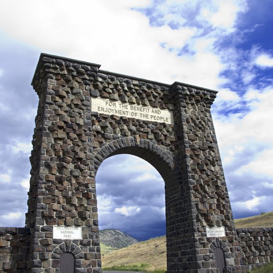 This stone archway welcomes visitors into Yellowstone from Gardiner, Montana.