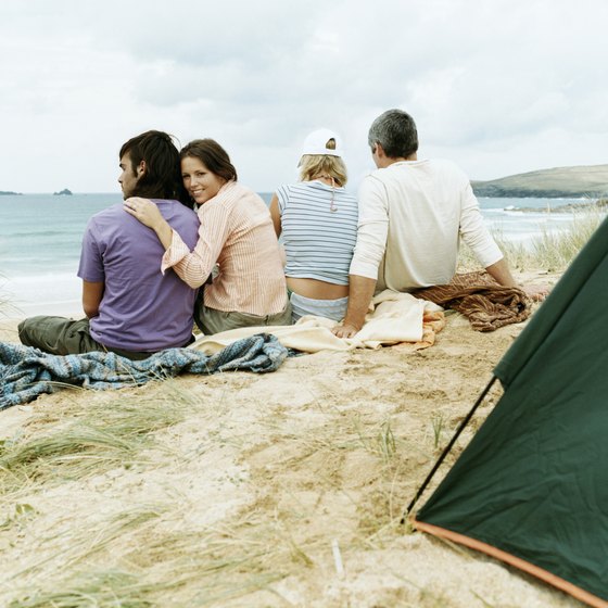 Campsites on the beach provide views of water and wildlife.