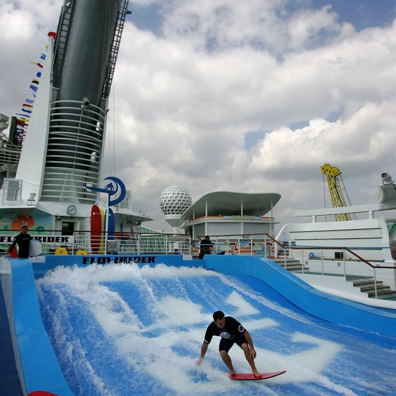 Teens can try surfing on some Royal Caribbean ships.