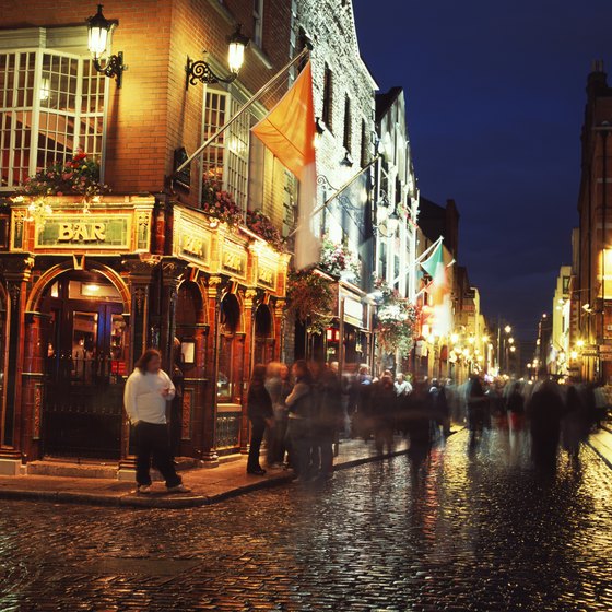 The famous Temple Bar area of Dublin welcomes visitors in all kinds of weather.