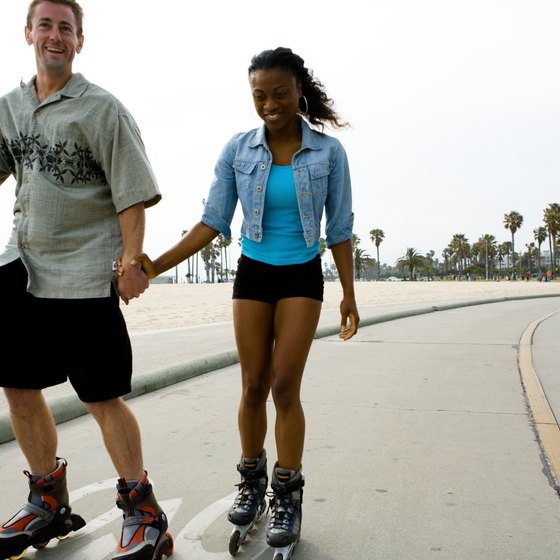 Roller-skating is a popular pasttime at Venice Beach.