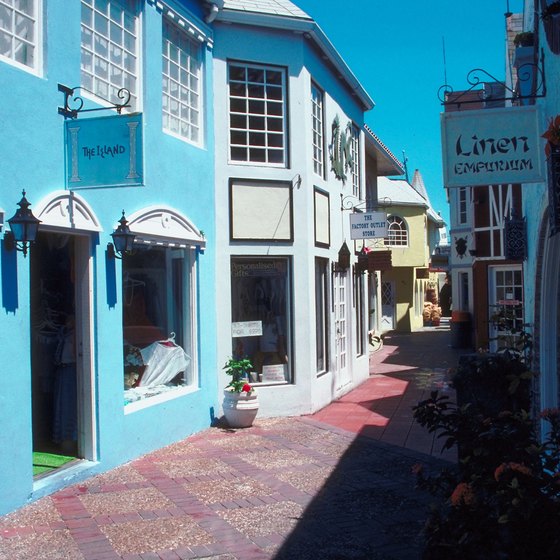 Colorful shops line the narrow streets of Nassau.