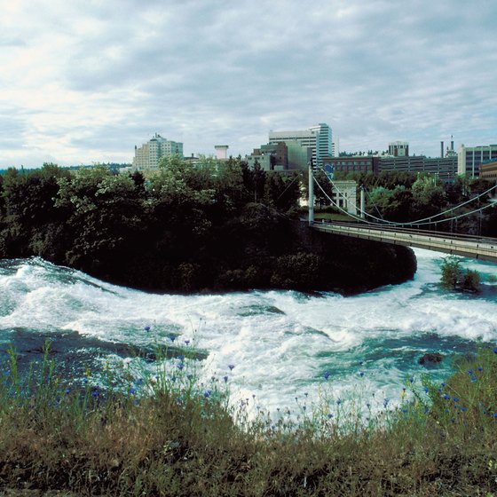 The Spokane River Centennial Trail meanders along the river and through the city.