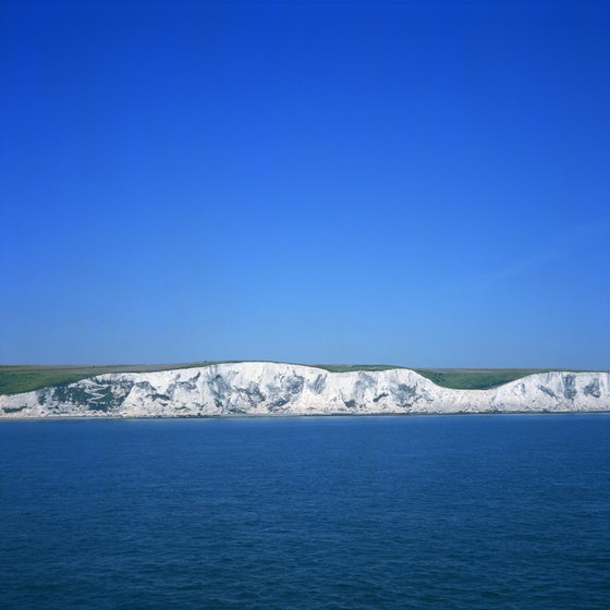 The White Cliffs of Dover are visible from the north shore of France on clear days.