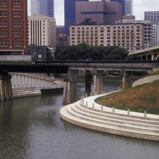 Buffalo Bayou winds its way through downtown Houston, where there are waterfalls perfect for a marriage proposal.