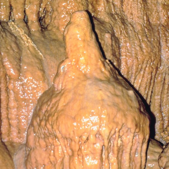 A mushroom stalagmite is just one unusual formation in Kartchner Caverns.