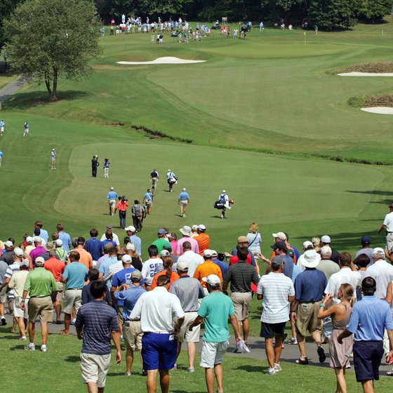 Fans follow the action at the Wyndham Championship in Greensboro.