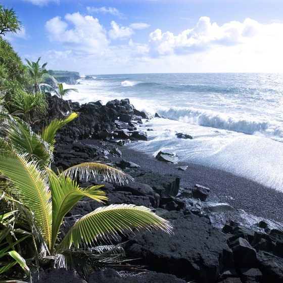 The Big Island's black sand beaches look very different from the usual white sand postcard settings.