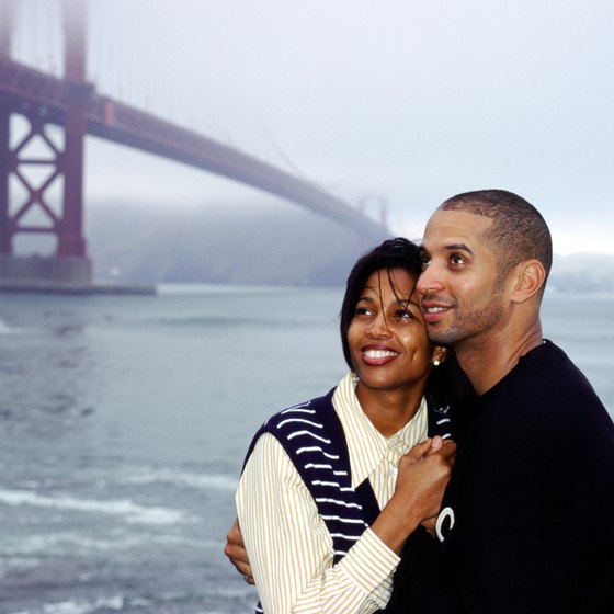 The Golden Gate Bridge inspires romance even on a foggy day.