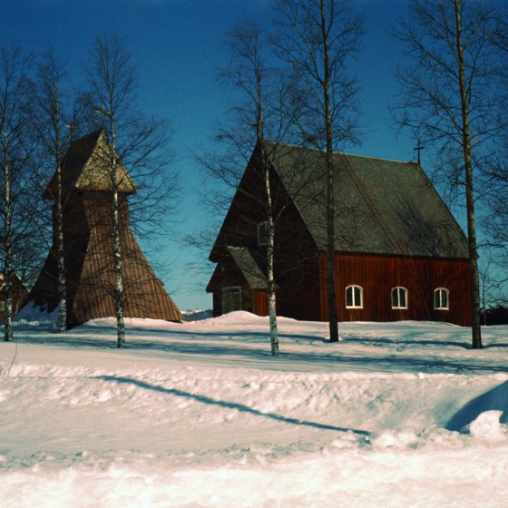 The snow-covered Swedish countryside makes for ideal cross-country skiing.