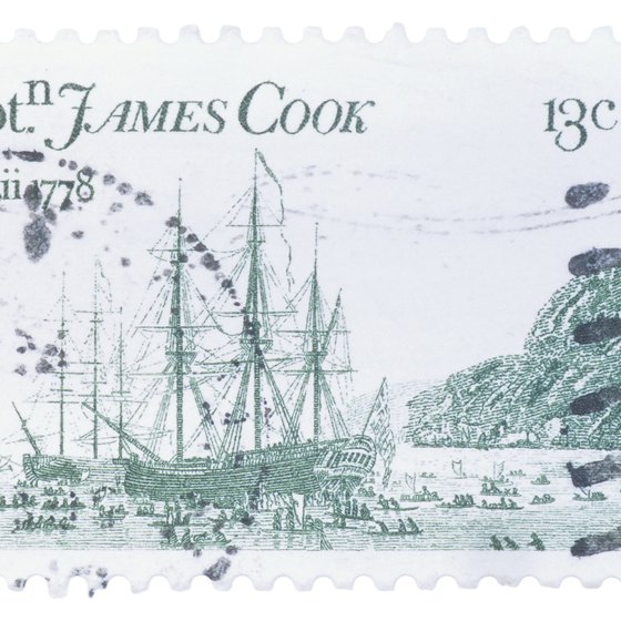 A U.S. postage stamp honors Captain James Cook's arrival in Hawaii.