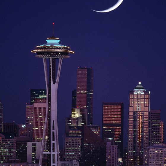 The Space Needle dominates the Seattle skyline.