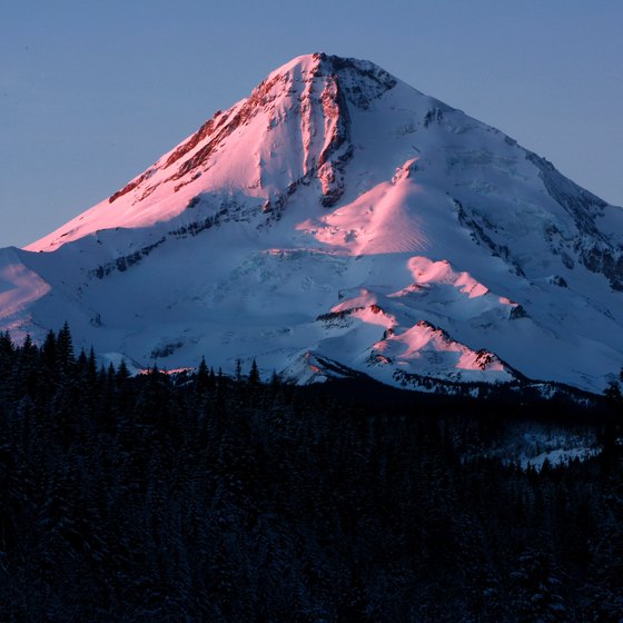 Mount Hood, the highest point in Oregon, is the destination of the Mount Hood Railroad excursion trains.