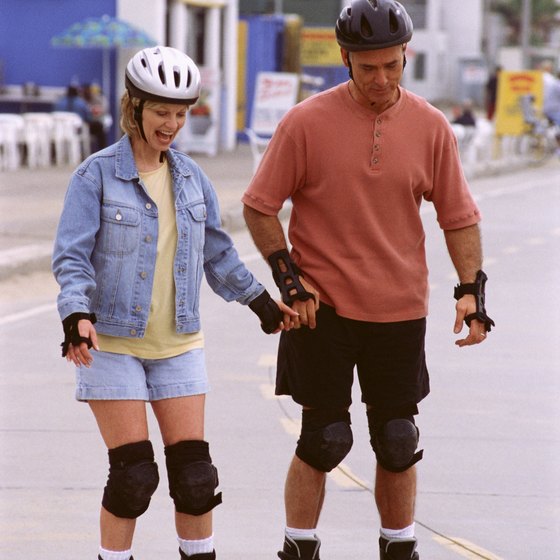 Enjoy the views of the ocean while rollerblading along a Californian beach.