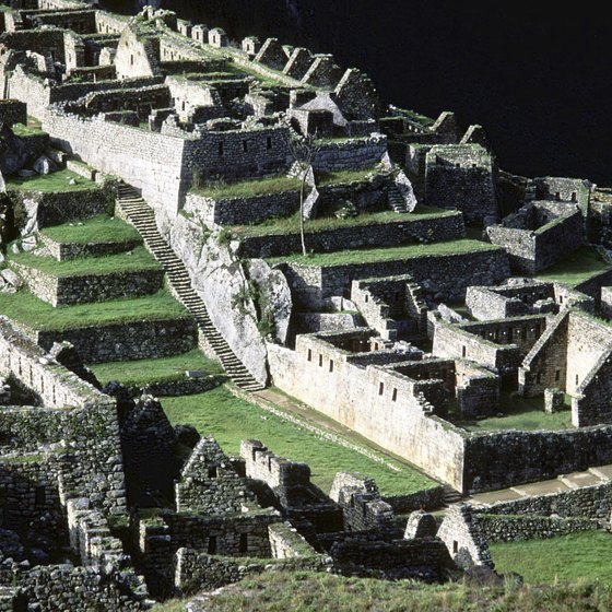 The steps at Machu Picchu lead to Inca palaces and temples.