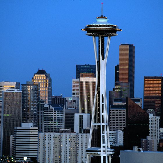 The rotating Sky City restaurant sits atop the Space Needle.