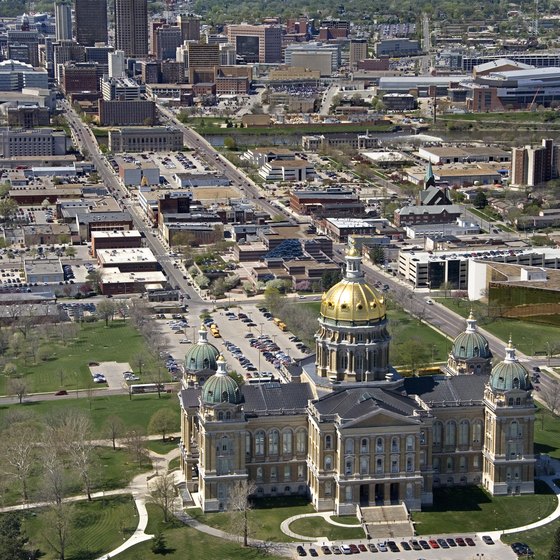 View of the Iowa State Capitol Building in Des Moines