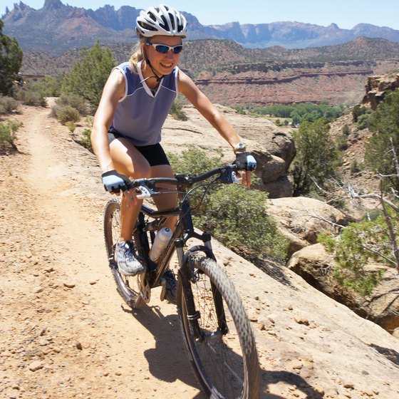 A mountain biker enjoys the views in Sedona.