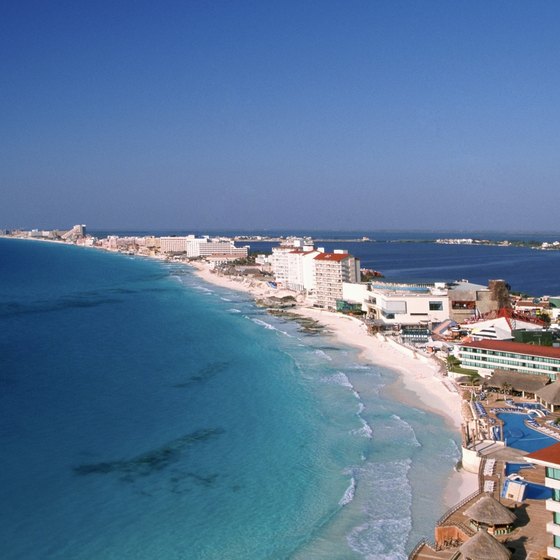 Cancun's hotel zone is located along the Avenida Kukulcan, stretching for miles along the coast.