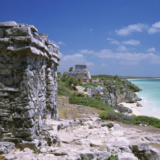 The Mayan Riviera features rocky shorelines lined with white sand beaches.