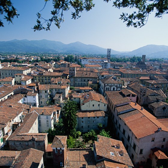 Lucca's iconic terracotta roofs top the town's many historic buildings