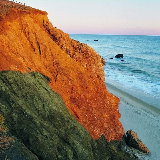 The multicolored cliffs and beaches of Martha's Vineyard offer a tranquil getaway.