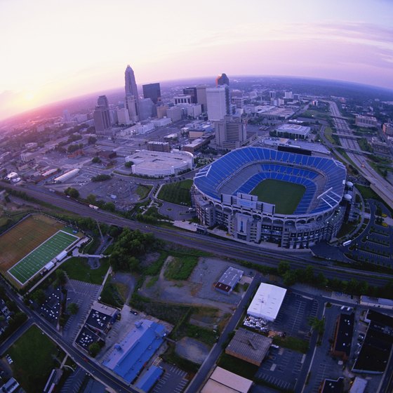 Aerial view of Bank of America Stadium, home of the Carolina