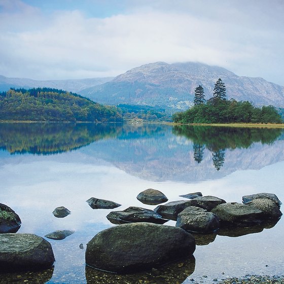 The Scottish highlands contain beautiful hills, glens and lochs.