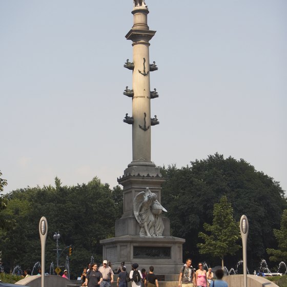 The statue of Columbus at the edge of Central Park in New York City.